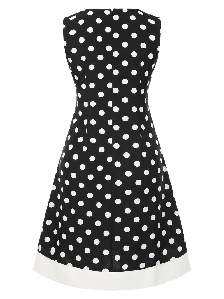 Black 1960s Polka Dot V-Neck Dress, vintage dress, retro fashion - perfect for women who love vintage and retro fashion