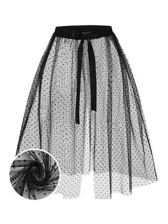 Black 1960s Polka Dots Mesh Cover-up, vintage fashion, retro style - perfect for women who love vintage and retro fashion