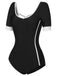 Black 1960s Puff Sleeves One-Piece Swimsuit, vintage swimsuit, pin-up swimwear - perfect for women who love vintage and retro fashion
