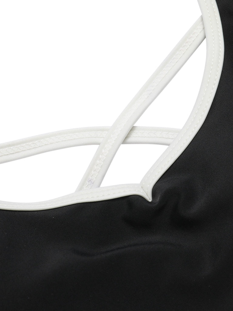 Black 1960s Puff Sleeves One-Piece Swimsuit, vintage swimsuit, pin-up swimwear - perfect for women who love vintage and retro fashion