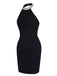 Black 1960s Rhinestone Solid Halter Dress, vintage dress, retro fashion - perfect for women who love vintage and retro fashion