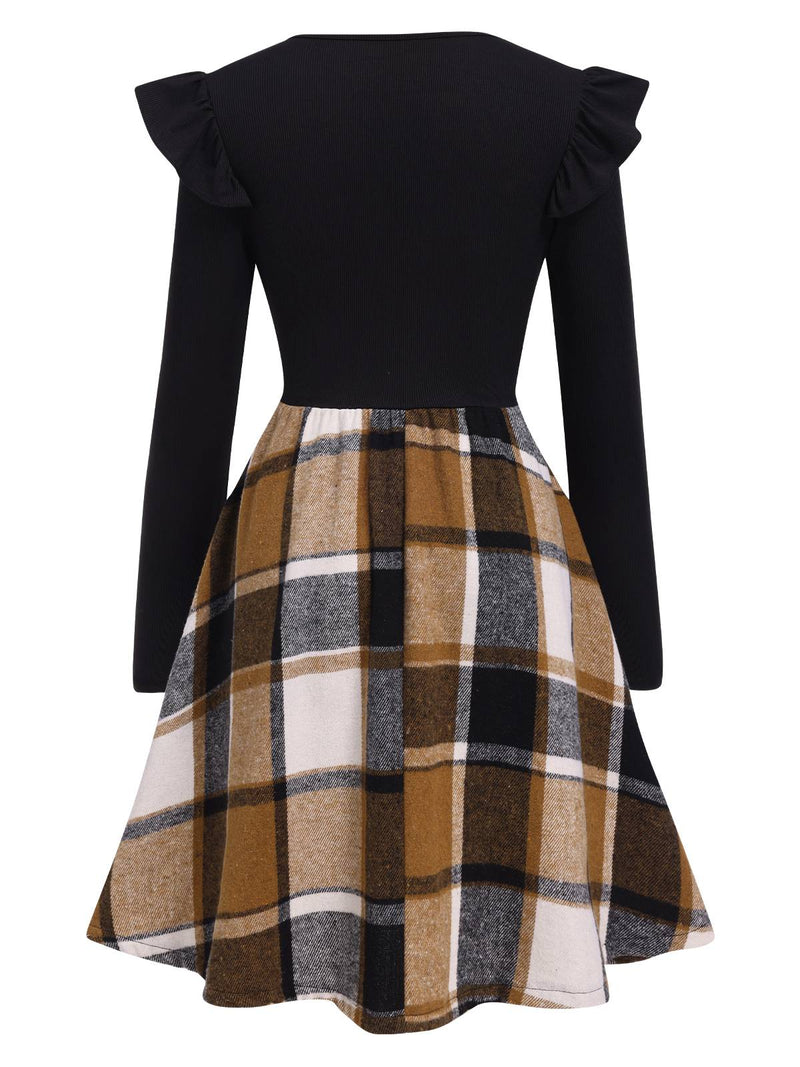 patchwork skater dress Vintage 70s Cotton Patchwork Sash Tie A Line Printed Skater Dress / UK 10 12 / EU 38 40 / US 6 8