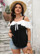 Black 1960s Ruffle Cold-Shoulder Tie-Front Blouse - vintage fashion, retro style, classic black