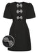 Black 1960s Solid Bow Hollow Puff Dress, vintage dress, retro fashion - perfect for women who love vintage and retro fashion