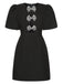 Black 1960s Solid Bow Hollow Puff Dress, vintage dress, retro fashion - perfect for women who love vintage and retro fashion