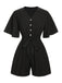 Black 1960s Solid Flare Sleeve V-Neck Romper, vintage romper, retro jumpsuit - perfect for women who love vintage and retro fashion