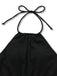 Black 1960s Solid Halter Ruched Bikini Set - vintage swimwear, retro swimsuit, pin-up style for vintage lovers