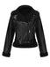 Black 1960s Solid Lapel Faux Leather Coat, vintage coat, retro outerwear - perfect for women who love vintage and retro fashion