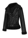 Black 1960s Solid Lapel Faux Leather Coat, vintage coat, retro outerwear - perfect for women who love vintage and retro fashion