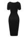 Black 1960s Solid V-Neck Buttons Dress, vintage dress, retro fashion - perfect for women who love vintage and retro fashion