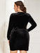 Black 1960s Solid V-Neck Velvet Bodycon Dress — the kind of 1960s dress that makes strangers smile