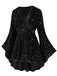 Black 1960s Star V-Neck Velvet Dress - vintage dress, retro fashion, classic black