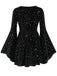 Black 1960s Star V-Neck Velvet Dress - vintage dress, retro fashion, classic black