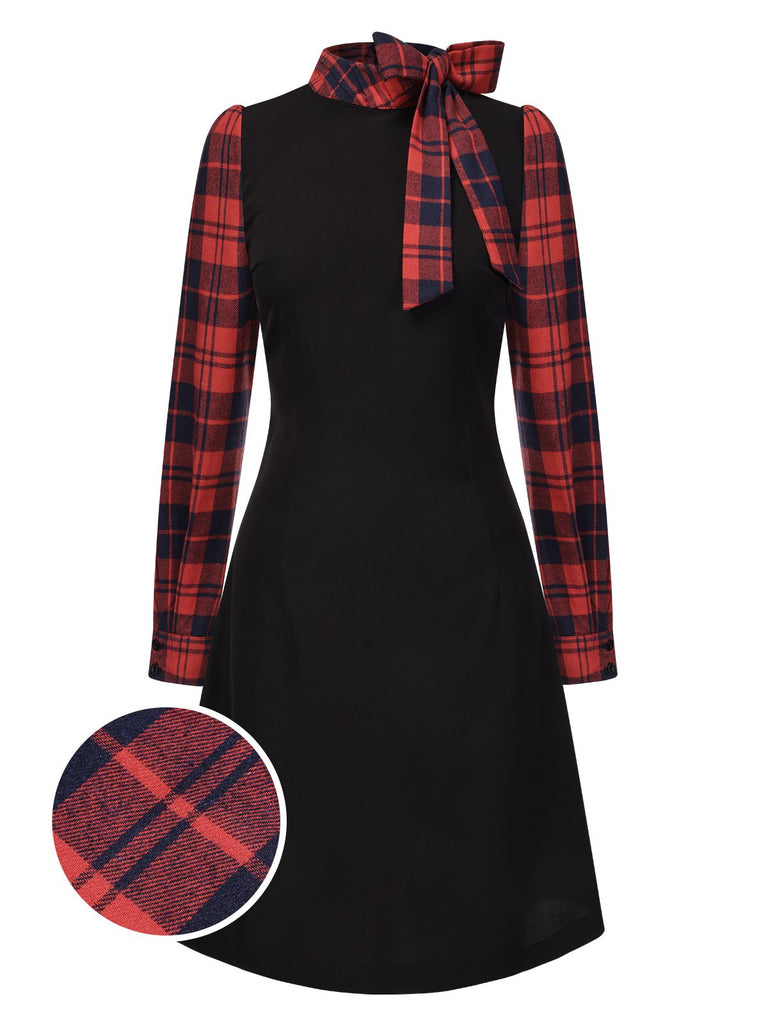 black and red check dress Black And Red Check Knit Mini Dress self-portrait-US