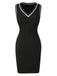 Black 1960s V-Neck Knitted Sleeveless Dress, vintage dress, retro fashion - perfect for women who love vintage and retro fashion