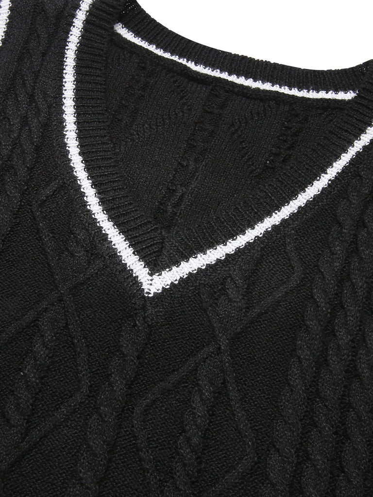 Black 1960s V-Neck Knitted Sleeveless Dress, vintage dress, retro fashion - perfect for women who love vintage and retro fashion