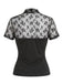 Black 1960s V-Neck Lace Patchwork Blouse, vintage top, retro blouse - perfect for women who love vintage and retro fashion