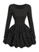 Black 1970s 3D-Bow Solid Bubble Dress - vintage dress, retro fashion, classic black