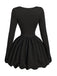 Black 1970s 3D-Bow Solid Bubble Dress - vintage dress, retro fashion, classic black