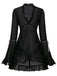 Black 1970s Bowknot Ruffled Sheer Nightdress - vintage dress, retro fashion, classic black