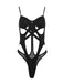 Black 1970s Cutout Bodycon Strap Bodysuit - vintage fashion, retro style, classic black