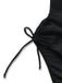 Black 1970s Deep V-Neck Tassels One-Piece Swimsuit - vintage swimsuit, pin-up style, classic black