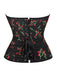 Black 1970s Floral Embroidered Corset Top - vintage fashion, retro style, classic black