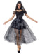 Black 1970s Halloween Ghost Bride Tulle Dress Set - vintage dress, retro fashion, classic black