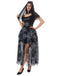 Black 1970s Halloween Ghost Bride Tulle Dress Set - vintage dress, retro fashion, classic black