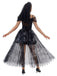 Black 1970s Halloween Ghost Bride Tulle Dress Set - vintage dress, retro fashion, classic black