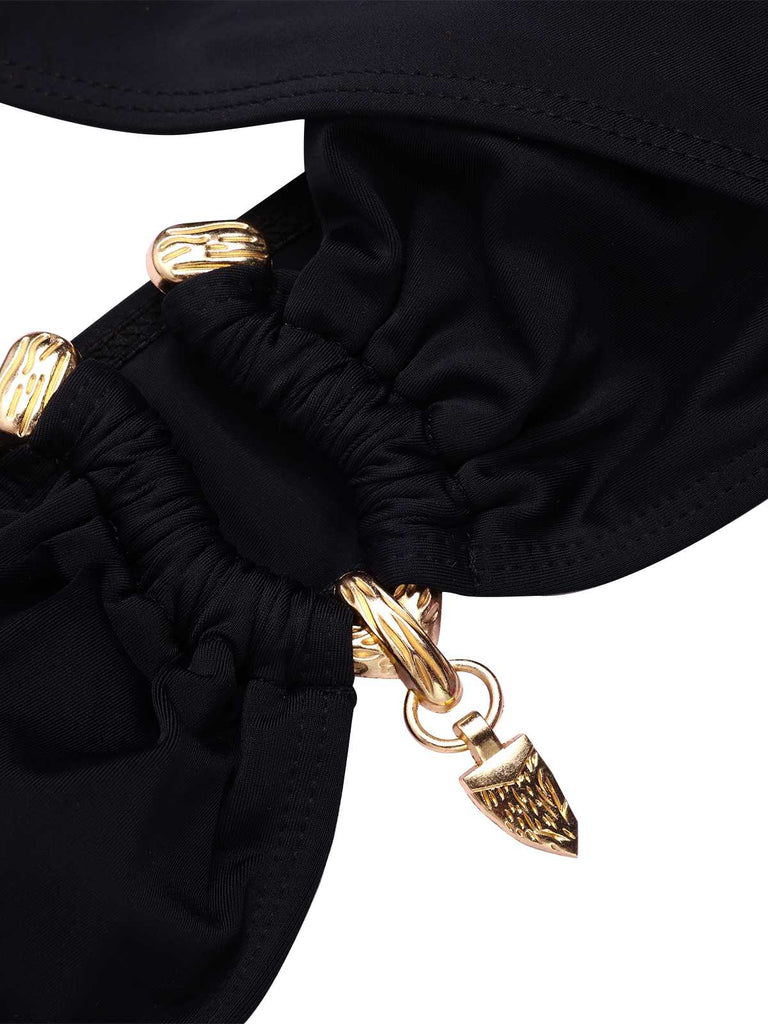 Black 1970s Halter Cross-Neck High-Waist Swimsuit — because 1970s glamour never goes out of style