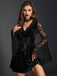 Black 1970s Lace Bat Sleeves Velvet Dress: where 1970s romance meets her modern spirit