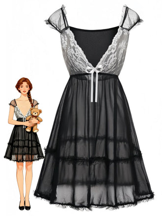 Black 1970s Vintage Nightgown