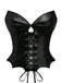 Black 1970s Leather Gothic Bat Wing Corset - vintage fashion, retro style, classic black