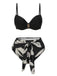 Black 1970s Leaves Strap Bikini & Long Cover-Up, vintage swimsuit, pin-up swimwear - perfect for women who love vintage and retro fashion