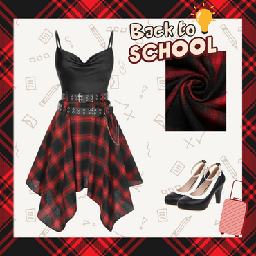 She slips into this Black 1970s Plaid Cowl Neck Dress and suddenly it's a 1970s daydream
