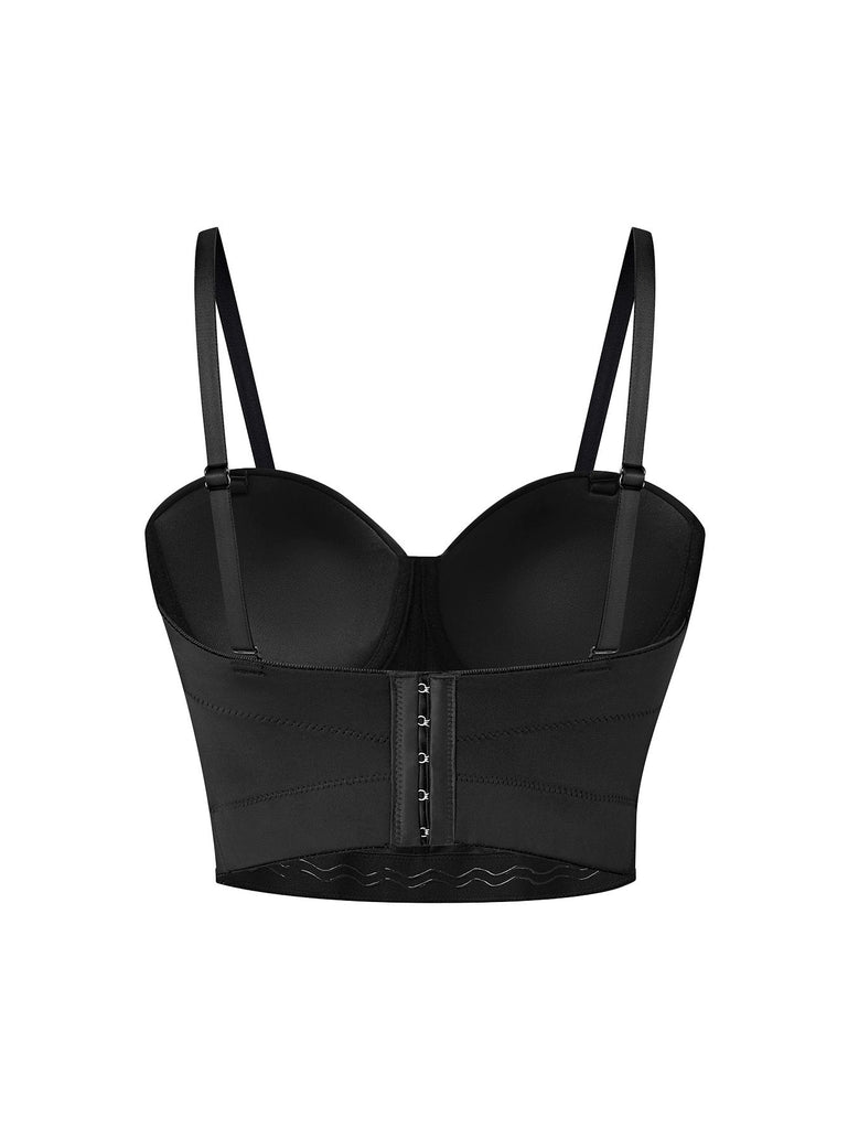 Black 1970s Rhinestone Spider Web Crop Top - vintage fashion, retro style, classic black