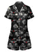 She finds her 1970s story in this Black 1970s Rose Skull Lapel Pajamas
