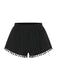 Black 1970s Solid Fur Ball Tassel Shorts, vintage fashion, retro style - perfect for women who love vintage and retro fashion
