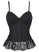 She slips into Black 1970s Steampunk Lace Patchwork Strap Corset and channels 1970s screen sirens