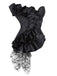 Black 1970s Stempunk Ruffled Lace Patchwork Corset: 1970s allure for the woman who knows her power