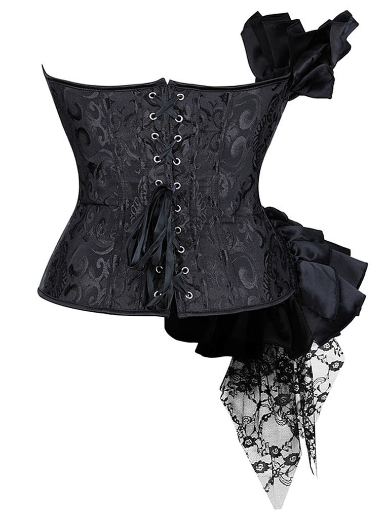 Steampunk Bustier: Boom Yin Glam - met bruine veter, gespsluiting en string Steampunk Bustier: Boom Yin Glam - met bruine veter, gespsluiting en string