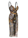 Black 1970s Strap Print One-Piece Swimsuit & Cover-Up: 1970s Riviera elegance, reimagined for her