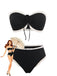 Black 1970s Strapless Lace Trim Bikini Set, vintage swimsuit, pin-up swimwear - perfect for women who love vintage and retro fashion
