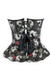 Black 1970s Strapless Koi Fish Print Ruffle Corset - vintage fashion, retro style, classic black
