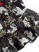 Black 1970s Strapless Koi Fish Print Ruffle Corset - vintage fashion, retro style, classic black