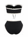 Black 1970s Strapless Lace Trim Bikini Set, vintage swimsuit, pin-up swimwear - perfect for women who love vintage and retro fashion