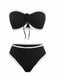 Black 1970s Strapless Lace Trim Bikini Set, vintage swimsuit, pin-up swimwear - perfect for women who love vintage and retro fashion