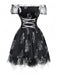 Black 1970s Vampire Bride Off-Shoulder Mesh Dress, vintage dress, retro fashion - perfect for women who love vintage and retro fashion