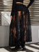 Black 1980s Gothic Sheer Lace Skirt - vintage skirt, retro style, classic black